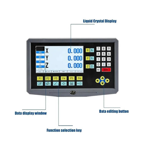Pro Grade 3 Axis LCD DRO Readout For Milling And Boring Machines YH800-3 front view with digital display and buttons