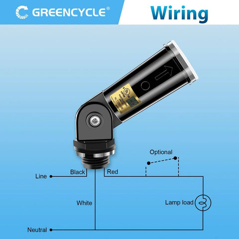 Wiring diagram for Smart Dusk To Dawn Photocell Sensor For Outdoor Lights Auto On Off IP65 Waterproof Up To 1800W Energy Saving