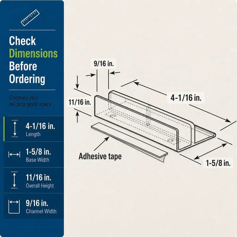 Dimensions for No Fuss Heavy Duty Clear Nylon Bottom Guide Roller For Sliding Tub Shower Doors Lock Tight Track Alignment Straight Shot Bathroom Repair Single Piece.