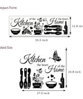 Eat Drink Love Vinyl Wall Decals Set With Heart Of The Home Quote for dining rooms, 27.5x24.8in, black kitchen decor.