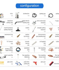 Image showing configuration details of 97ES Steel Dent Puller Machine With Data Recovery for Auto Body Repair and accessories.