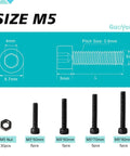 Heavy Duty M5 Hex Socket Cap Screws Bolts Nuts Kit 50 Pcs Set 50mm 60mm 70mm 80mm Fully Threaded 12.9 Grade Alloy Steel Black Oxide