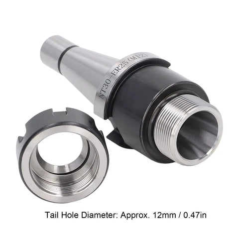 Knockout Performance NT30 ER25 M12 Collet Chuck Holder For CNC Milling showing NT30 taper and ER25 collet design.