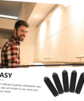 High Grade Black Plastic Dishwasher Rack End Caps 3mm 200 Piece Collection For Nail It Snap On Fixes And No Sweat Daily Washing Routines In Your Sweeter Kitchen Setup Right Now on display with a man doing dishes.