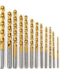 Pro Grade M42 Cobalt Drill Bit Set for Concrete Masonry Ceramic Tile and Stainless Steel, 13-piece collection with titanium coating.
