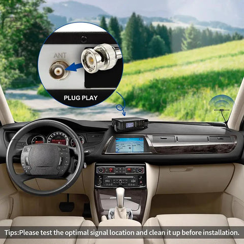VHF UHF Car Window Adhesive Mount Antenna For Police Scanner And Ham Radio inside a car dashboard setup