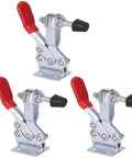 Heavy Duty Toggle Clamp 225D Quick Release Hold Down Clamp 500 Lbs Anti Slip Horizontal Clamp Set Of 3, red handle