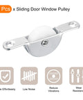 Sliding Door Nylon Pulley Wheels 25mm For Screen Doors Wardrobes Cupboards Closets 61mm Hole Distance 8 Pieces White Silver Tone Wear Resistant Nylon Wheel