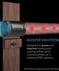 RAXIAL S4 Inline Booster Duct Fan 4 Inch With Speed Controller shown in HVAC setup boosting airflow efficiency