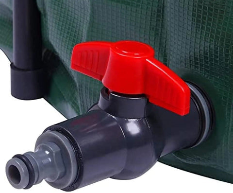 Close-up of faucet tap on 750L Foldable Rain Barrel With Large Capacity Water Storage Tank Portable Rainwater Harvesting Container With Filter Tap Kit