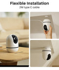 4MP Indoor Security Camera With Pan Tilt, Baby Monitor And Pet Cam, flexible installation on table and ceiling, WiFi home use