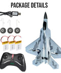 Dope Remote Control Jet Plane With Extra 3 Batteries, LED Lights, Easy To Fly For Beginners shown with package contents.