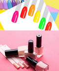 Clear Nail Swatch Sticks With Ring Fan Shape Nail Art Display Tips 150 Pcs False Nail Sample Sticks with colorful polish bottles