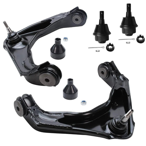 Front 13 Piece Suspension Kit For 2001 2010 Chevy Silverado 2500 HD And Avalanche 2500 Not For Rack And Pinion Steering Fits 3 Groove Pitman Arm Trucks With Heavy Duty Control Arms Ball Joints Sway Bar Links And Bushing Set. Black steel control arms with ball joints and bushings