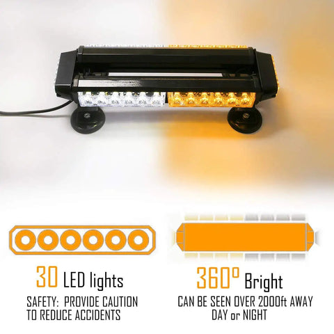 Rock Solid 30 Led Amber White Flashing Warning Beacon Built Tough For Work Trucks And Road Crews Offers Hecka Visible 360 Coverage Daylight Rain Or Shine 12 To 24 Volt Universal Mount