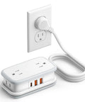 20W Travel Power Strip With 4 Outlets And 3 USB Ports Including USB C 4 Ft Wrapped Extension Cord Flat Plug Cruise Approved