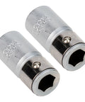 Hex Shank Socket Bit Adapter Set From One Quarter Inch Square Drive To One Quarter Inch Hex 2 Pack Chrome Vanadium Steel