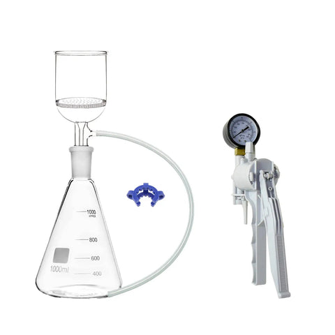 Suction Filtration Kit 1000ml With 250ml Buchner Funnel And 1L Glass Erlenmeyer Flask With Handle Vacuum Pump 24/40 Ground Joint