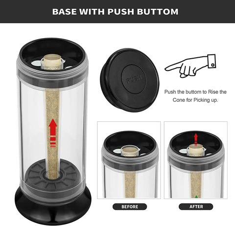 3-In-1 Hand Crank Spice Grinder Roller Crusher Filler For Flower Buds Milling And Grinding With Magnetic Lid And Storage No-Fuss Fill System Durable Zinc Alloy Top Save Time And Keep It All In One Unit with push button base and display before and after use