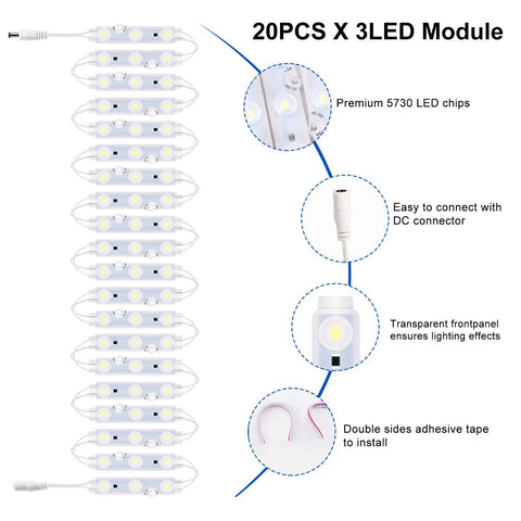 LED Window Lights Kit Waterproof Storefront Lighting For Advertising And Signs 12V 5050 LED Strips module details