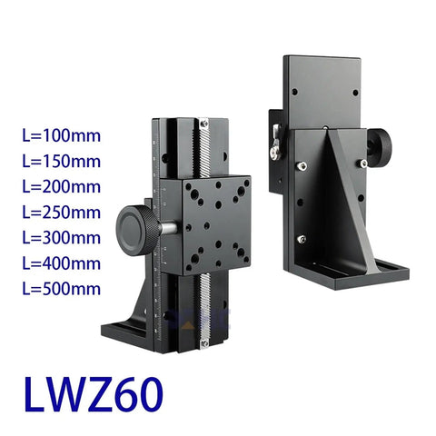 Motorized Rotary Positioning Stage Z LWZ60 Long Stroke 100 to 500 mm with Dovetail Groove Linear Slide, side view