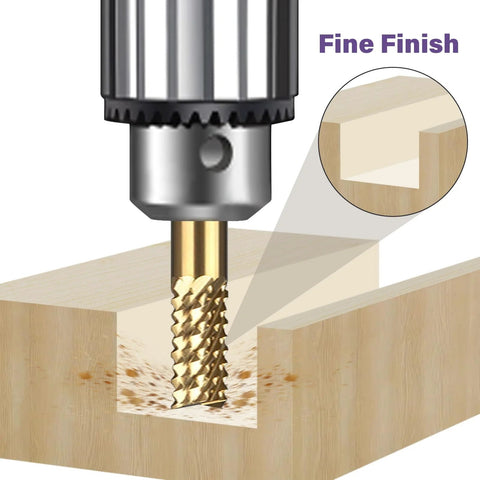 Front view of titanium-coated engraving milling cutter bit, 0.8–3 mm, 1/8 in shank, 10 pcs for Dremel.