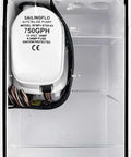 All In One 12V Shower Sump Pump For Boats, RVs And Marine Gear, 750 GPH, white ABS housing with multi port drain kit