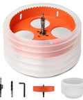 Storystore 6-inch hole saw kit with dust bowl for wood, metal, and plastic; includes drill bit and hex wrench