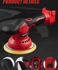 Cordless Car Polisher And Orbital Buffer with six speeds up to 5500 RPM, no battery, compatible with 18V batteries, close-up view