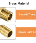Five Piece Brass Hose Barb Fittings Set M12-1.5 Male To Barb Adapters 10mm Inner Diameter Barbed Pipe Fittings For Water Fuel And Air Lines Durable Corrosion Resistant Easy Install, brass threaded and barbed end detail