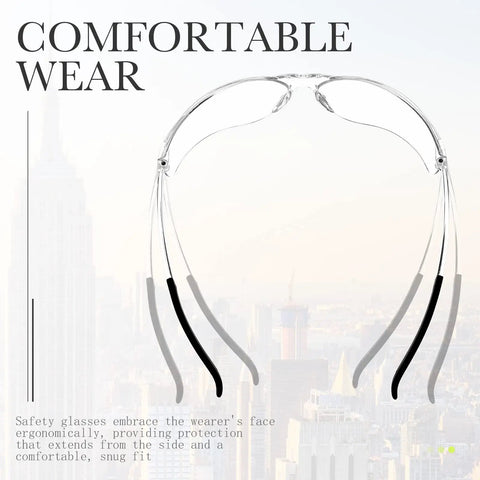 30 Pairs Safety Glasses Bulk Pack For Men And Women Protective Eyewear Goggles shown from side angle