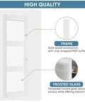 Sliding Bypass Closet Door Set, 48 Inches Wide By 80 Inches Tall, 24.5In Panels With Frosted Glass For Privacy, Durable Solid Wood Core