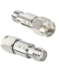 2 Pack SMA Male To SMA Female Coaxial RF Attenuator 3 dB Constant Attenuation 50 Ohm 2W DC To 8 GHz connectors close-up
