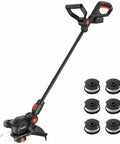 Cordless 12 Inch 3 In 1 String Trimmer Weed Eater Tool Only Red Workhorse With 8500 RPM Upgraded Motor Automatic Line Feed Edging And Mowing