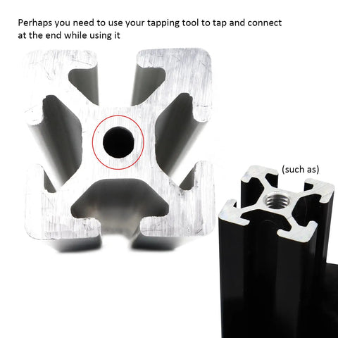 40 Series 4040 Aluminum Extrusion Hinge Pivot Joint Kit With Two Handles And Wrenches, Zinc Alloy Pivot Brackets For 40X40 Profiles, Heavy Duty Corner Connectors, Easy Mount Hardware For DIY Makers And Projects showing tapped end hole