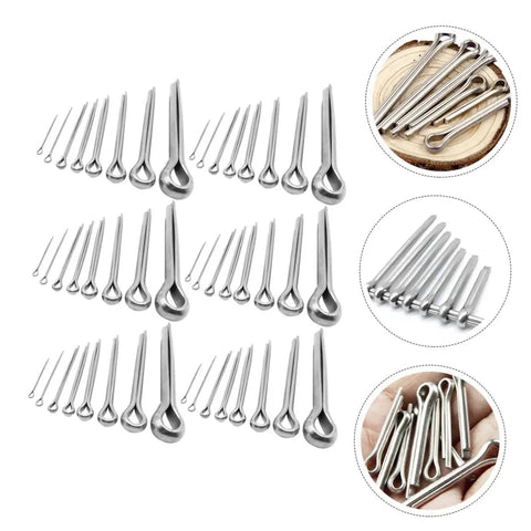 220 Piece Dowel And Cotter Pin Assortment Kit For Automotive Repair With Hairpin And Hitch Pins Versatile Fasteners For Mechanics Garage Use Easy Install And Secure Fit stainless steel cotter pins shown in assorted sizes