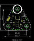 Straight Up Badass Muscle Sensor Module Featuring High Performance Emg Technology With Keyed Snap Plugs For Seamless Arduino Integrations and Totally Dope Biomechanics Prototypes with precise dimensions.