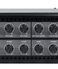 Front view of Six Zone 180W 70V Commercial Amplifier With Bluetooth USB SD RCA Multisource Inputs Mic And Optical Inputs FM Radio with remote