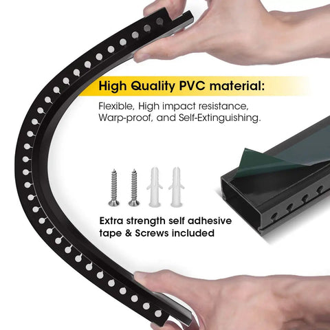 Nine Channel Cable Raceway Kit With Open Slot Duct And Cover For Wall Concealer Cable Management No Fuss Peel And Stick Mount
