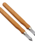 Top Shelf 2 Pack High Carbon Steel Woodworking Marking Knife Featuring Dual Bevel Edges with Padauk handles for precision cutting.
