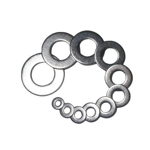18-pack stainless steel flat washers with 3/4 in inner hole and 1-1/2 in outer diameter (304 stainless).