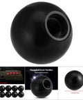 Universal Ball Knob Set For Machines, black plastic handle, comfortable grip, shown in various views and sizes, durable long service life