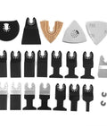 26 Piece Oscillating Saw Blades Set For Multitool High Carbon Steel Blades displayed on a white surface.