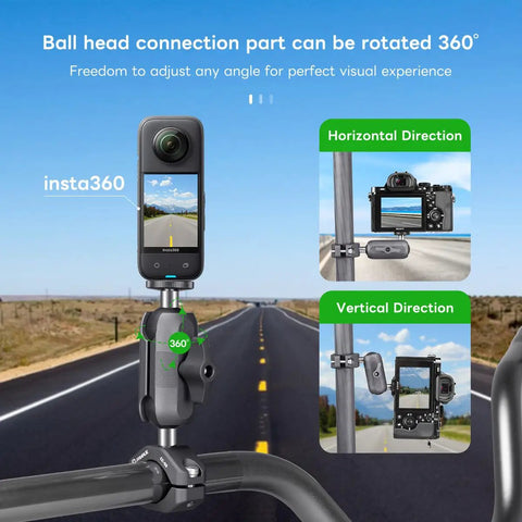 1 Inch Ball Head Mount Adapter with One Quarter Inch Twenty Threaded Stud for Action Cameras and Phone Mounts, Compatible with RAM Mount B Socket Arm, Ideal for Motorcycle Riding, Sports Photography, Dope Aluminum Build with Lifetime Warranty. 360° phone and camera mount on handlebar