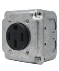 Built Like A Tank 50 Amp Power Outlet Receptacle Nema 14 50R Four Prong Socket in galvanized steel housing.