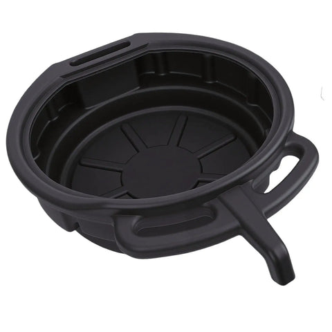 Heavy Duty 10L Oil Drain Pan With Big Capacity Black PP Plastic For Car Lube Job showing spill-proof design and handles.