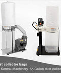 6 Pack 3.5 Mil Clear Dust Collector Bags For 55 Gallon Dust Collector with 19.5 inch diameter, 31 inch width, side by side view