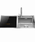 All In One Stainless Steel In Sink Dishwasher And Kitchen Sink Combo with sleek design and integrated faucet for efficient cleaning.
