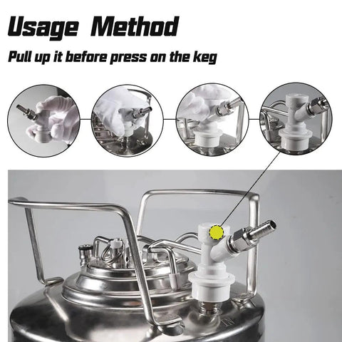 Ball Lock Keg Disconnect Kit With Gray Gas Disconnect And Quarter Inch MFL Fittings Plus Two Pack Of Five Sixteenth Inch Swivel Nuts For Cornelius Kegs And Pepsi And Seven Up Style Tanks, on keg