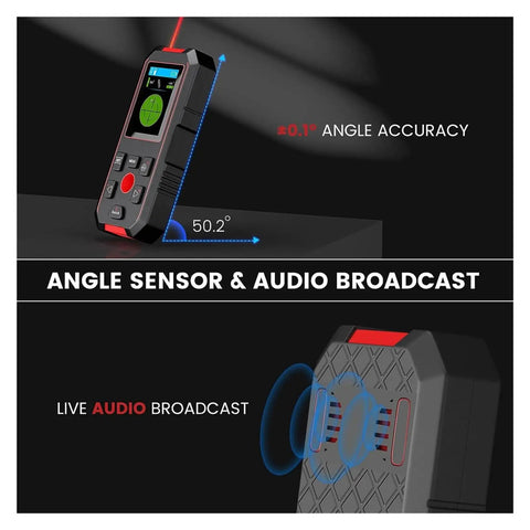 Top Tier Wall Stud Finder And Straight Up Reliable Metal Scanner Featuring Laser Rangefinder And Integrated Digital Level For No Sweat Live Wire Detection Plus Copper Pipe Scan with angle accuracy display.